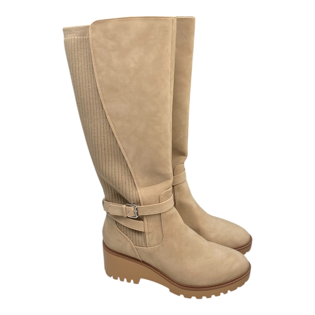 Boots Knee Heels By Soda In Tan, Size:11