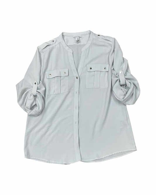Top 3/4 Sleeve By Calvin Klein In White, Size:Xl