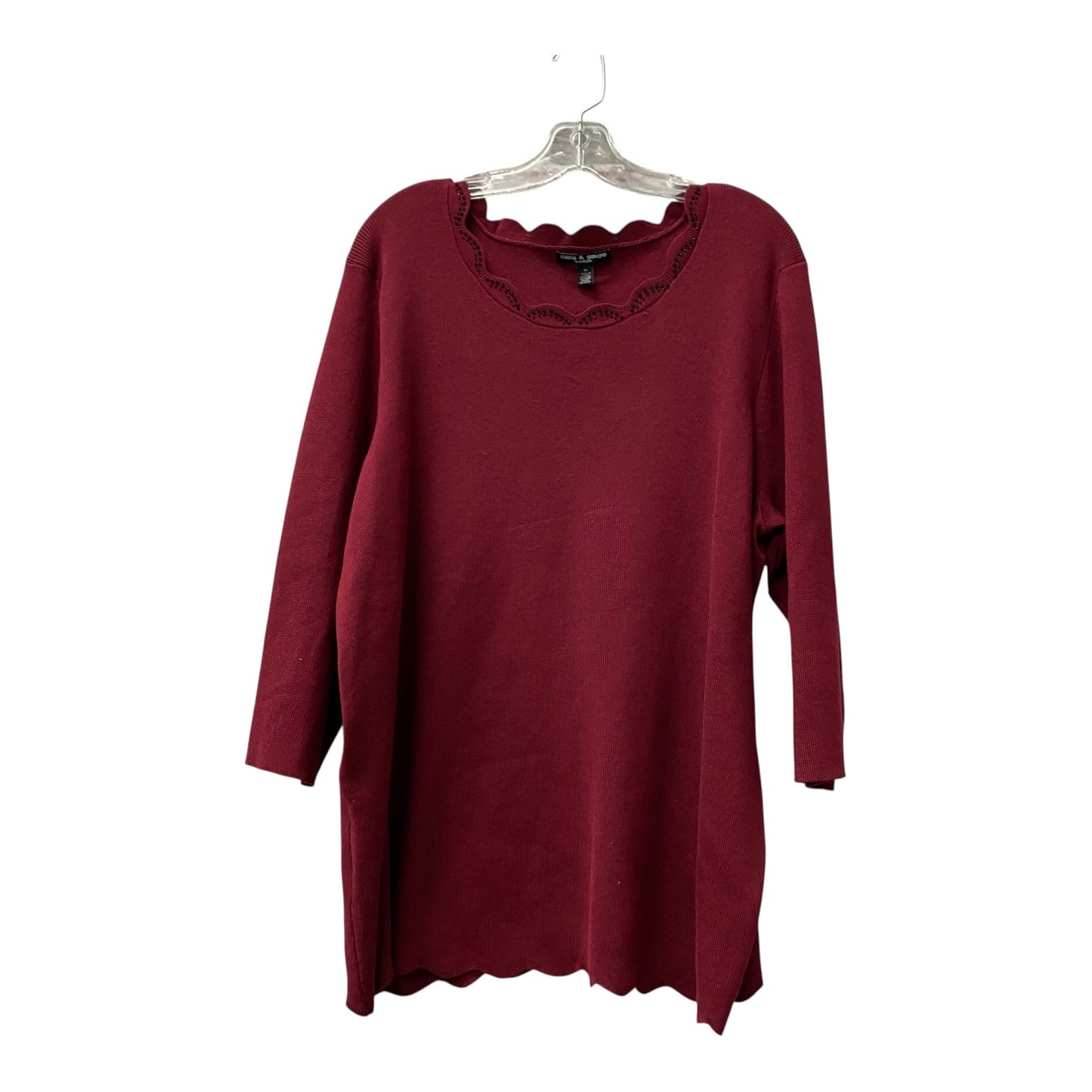 Sweater By Cable And Gauge In Red, Size:3X