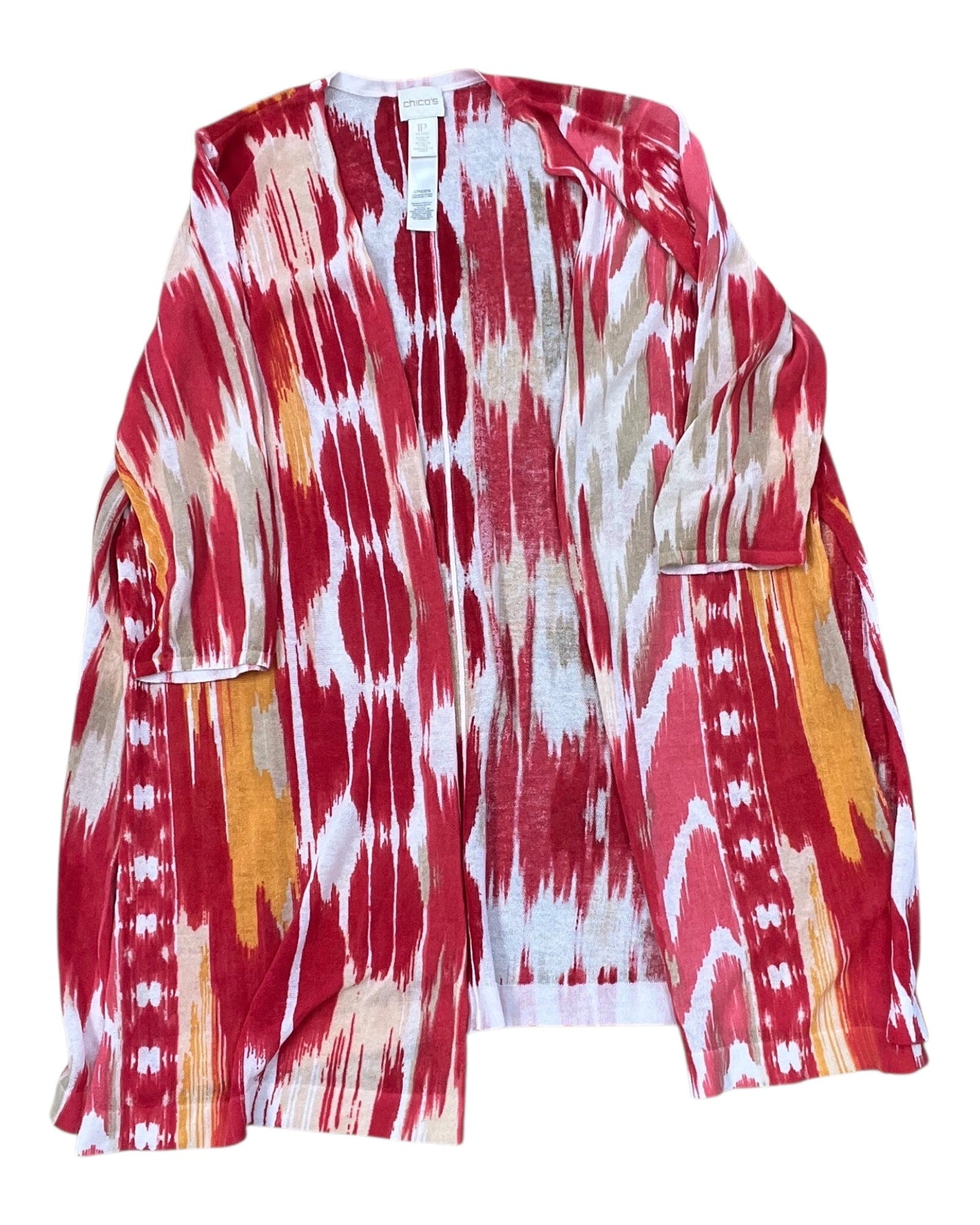 Cardigan By Chicos In Red & Tan, Size:M