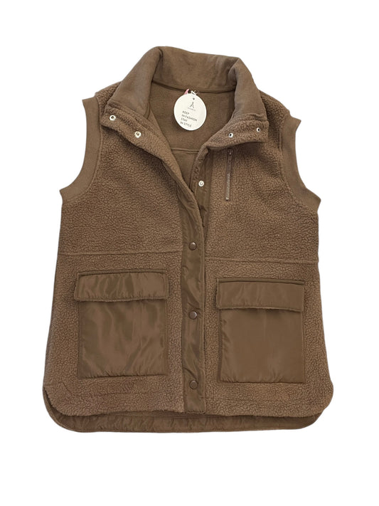 Vest Faux Fur & Sherpa By Anrabess In Brown, Size:S