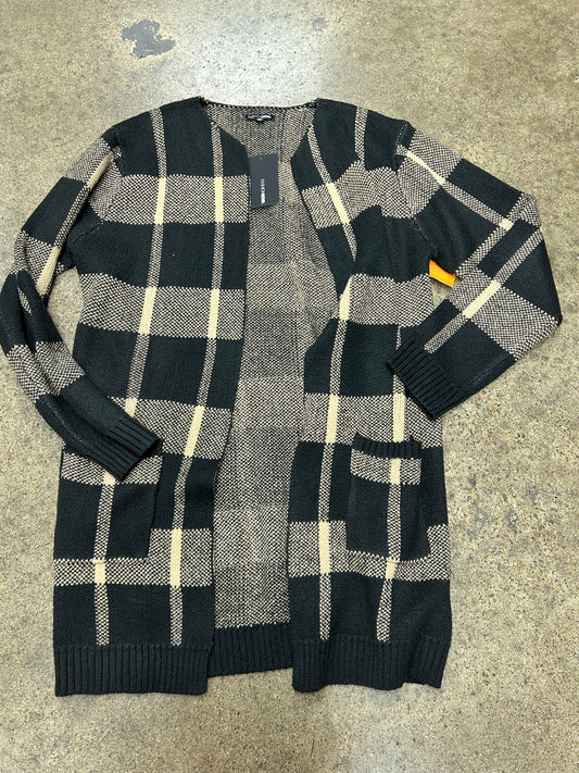 Sweater Cardigan By Fashion Nova In Black & Tan, Size:L