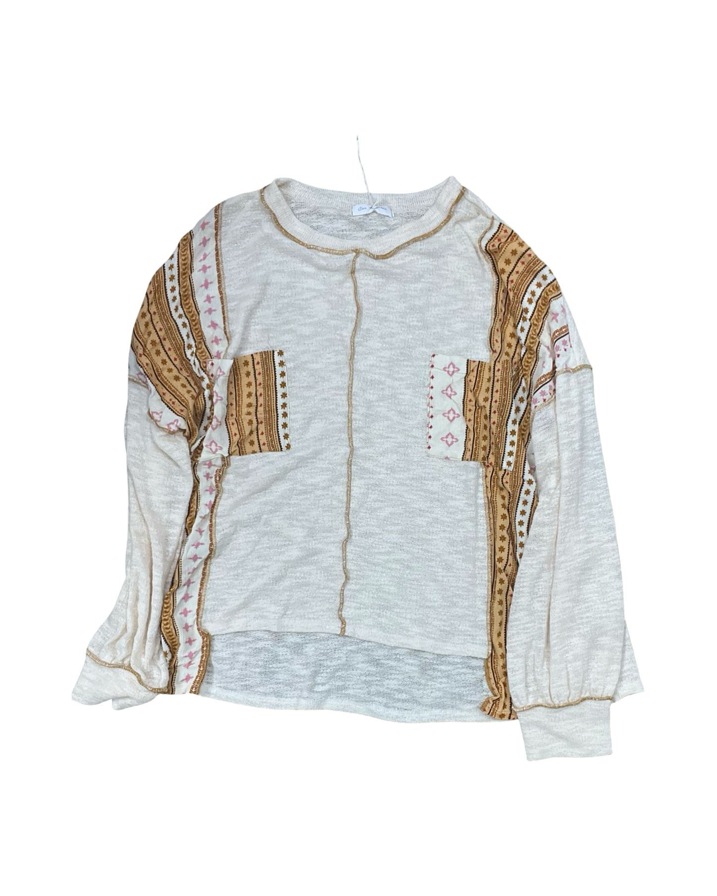 Top Ls By Ces Femme In Cream & Orange, Size:L