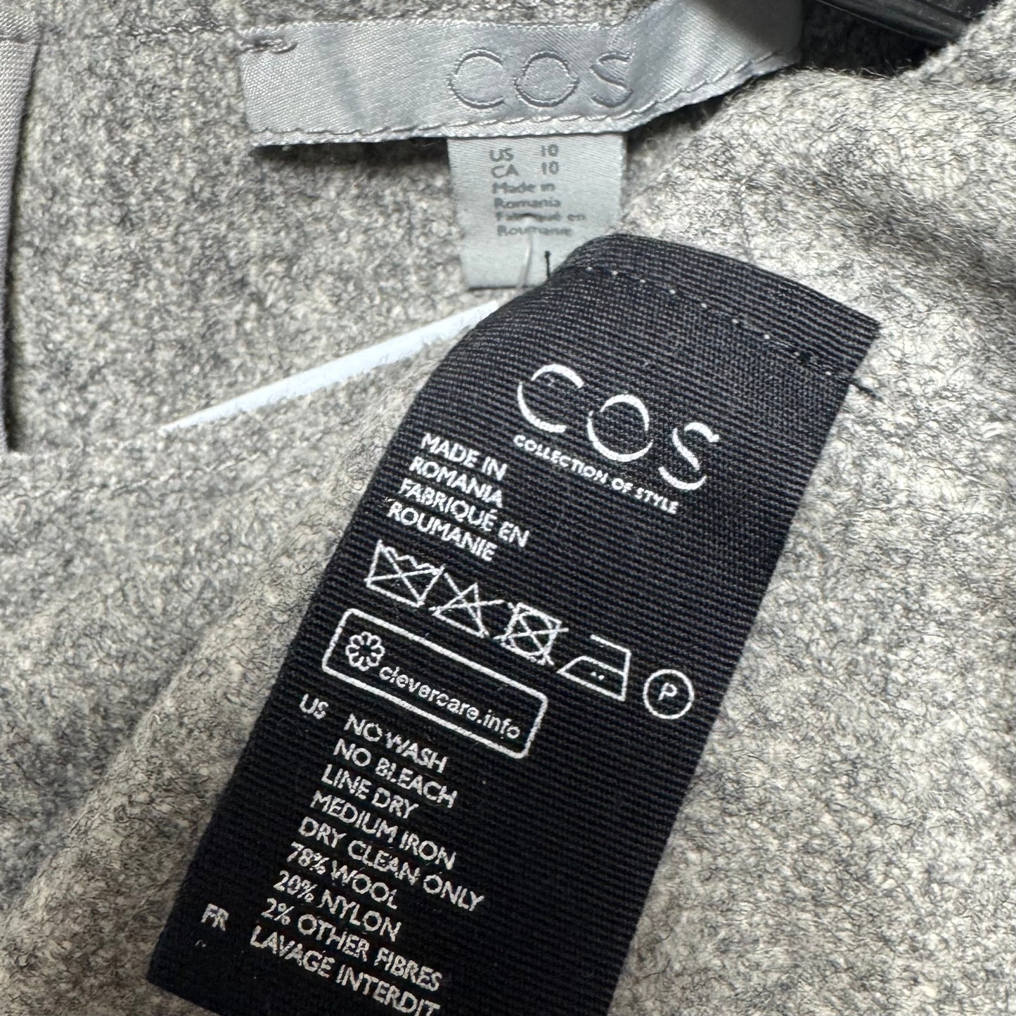 Wool Blend Top Sleeveless By Cos In Grey, Size: 10