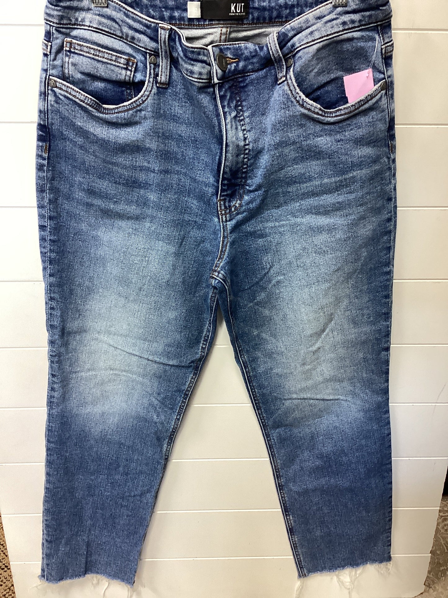 Jeans Straight By Kut In Blue Denim, Size:12