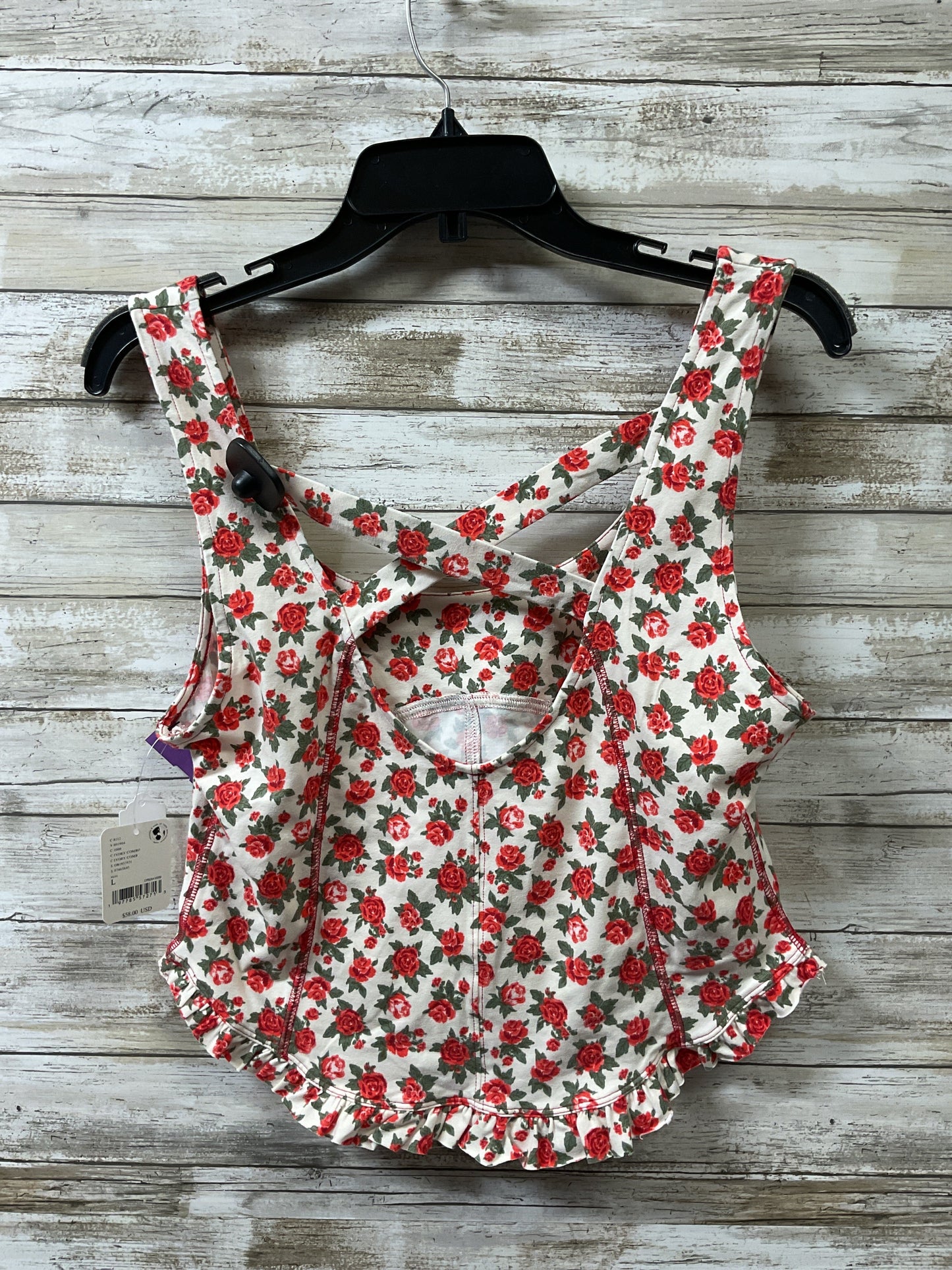 Top Sleeveless By Free People In Red & White, Size:L