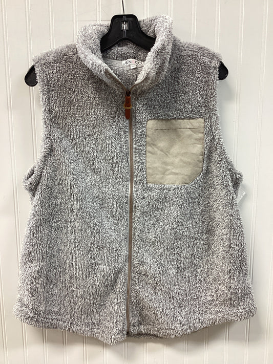 Vest Faux Fur & Sherpa By Jen & Co In Grey, Size:L