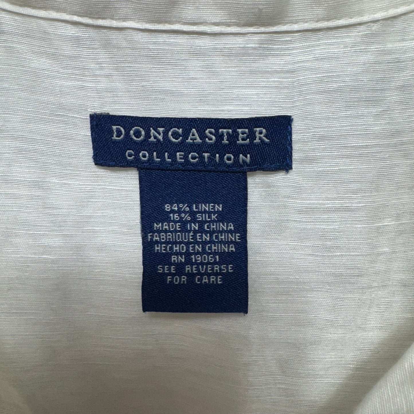 Linen & Silk Sheer Top Long Sleeve By Doncaster In Cream, Size: 2