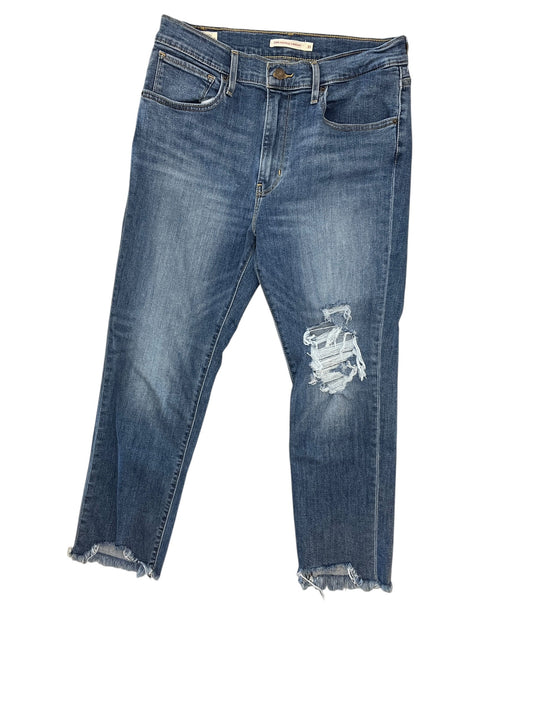 Jeans Straight By Levis In Blue Denim, Size:12