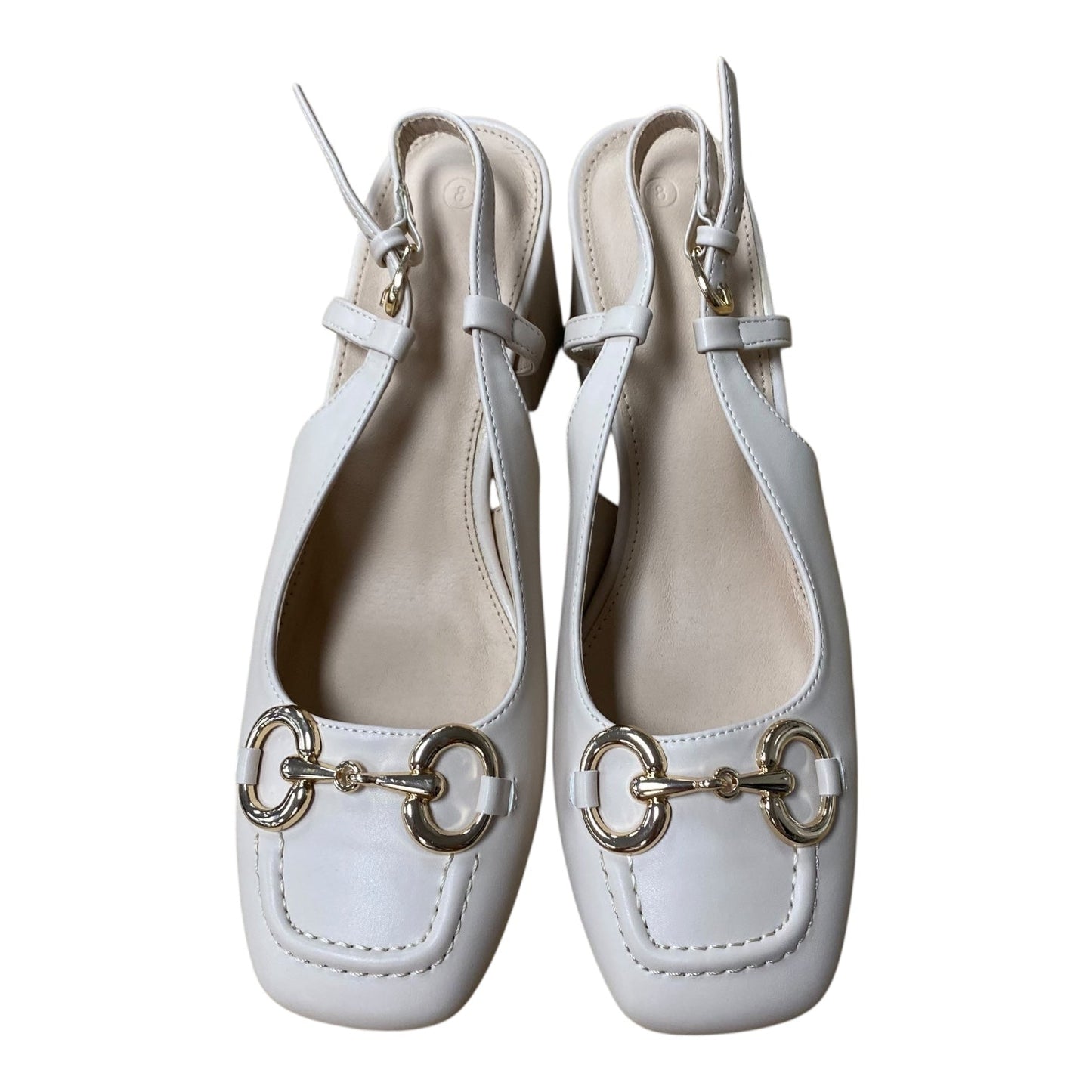 Shoes Heels Block  In Cream, Size:8