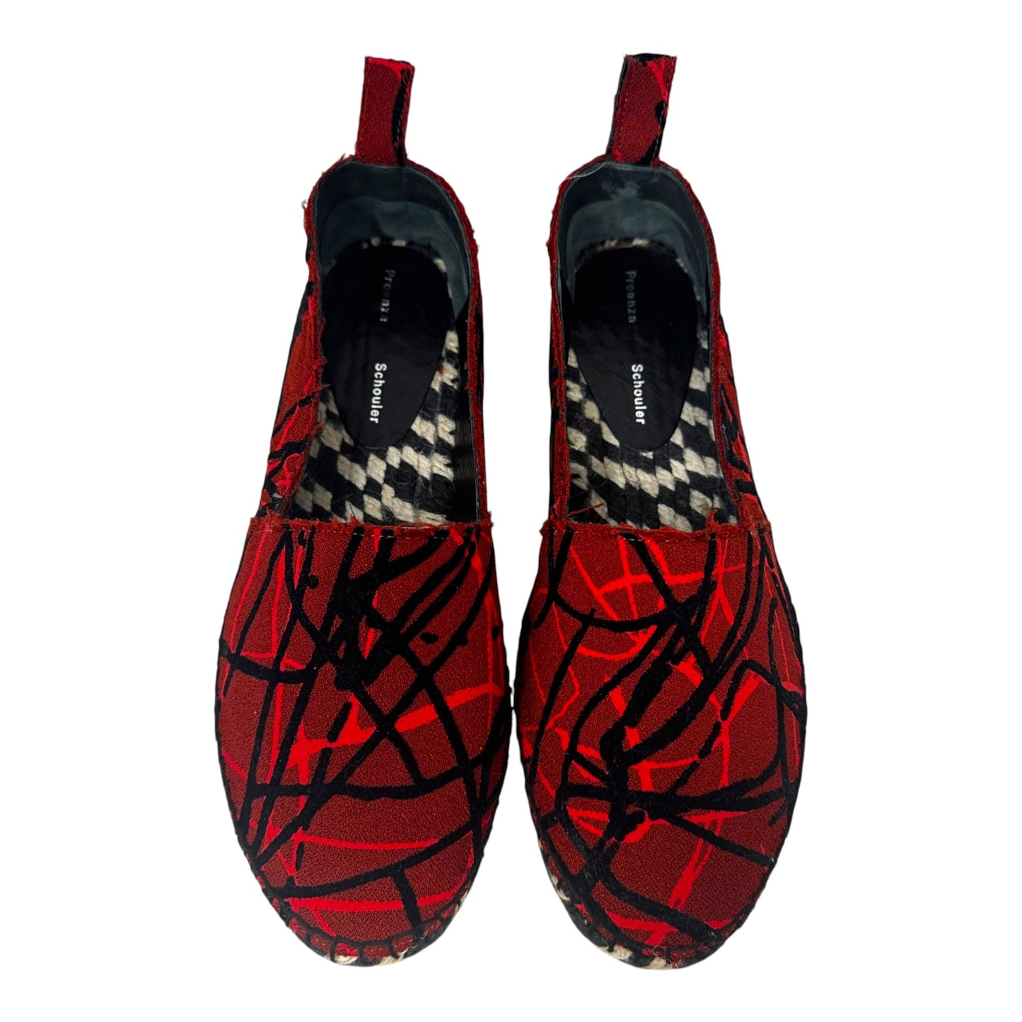 Abstract Espadrille Shoes Luxury Designer By Proenza-schouler In Black & Red, Size: 8 (38)