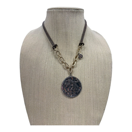 Necklace Pendant By Chicos In Brown & Silver