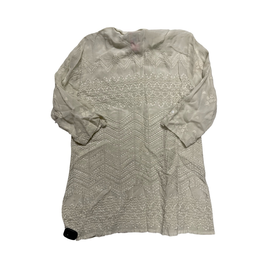 Top 3/4 Sleeve Designer By Johnny Was In Tan, Size:M