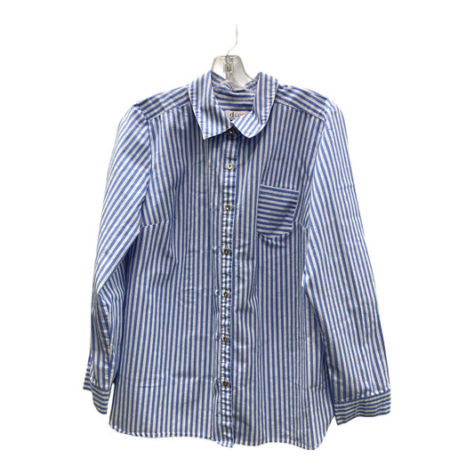 Top Ls By Denim And Co Qvc In Blue & White, Size:0