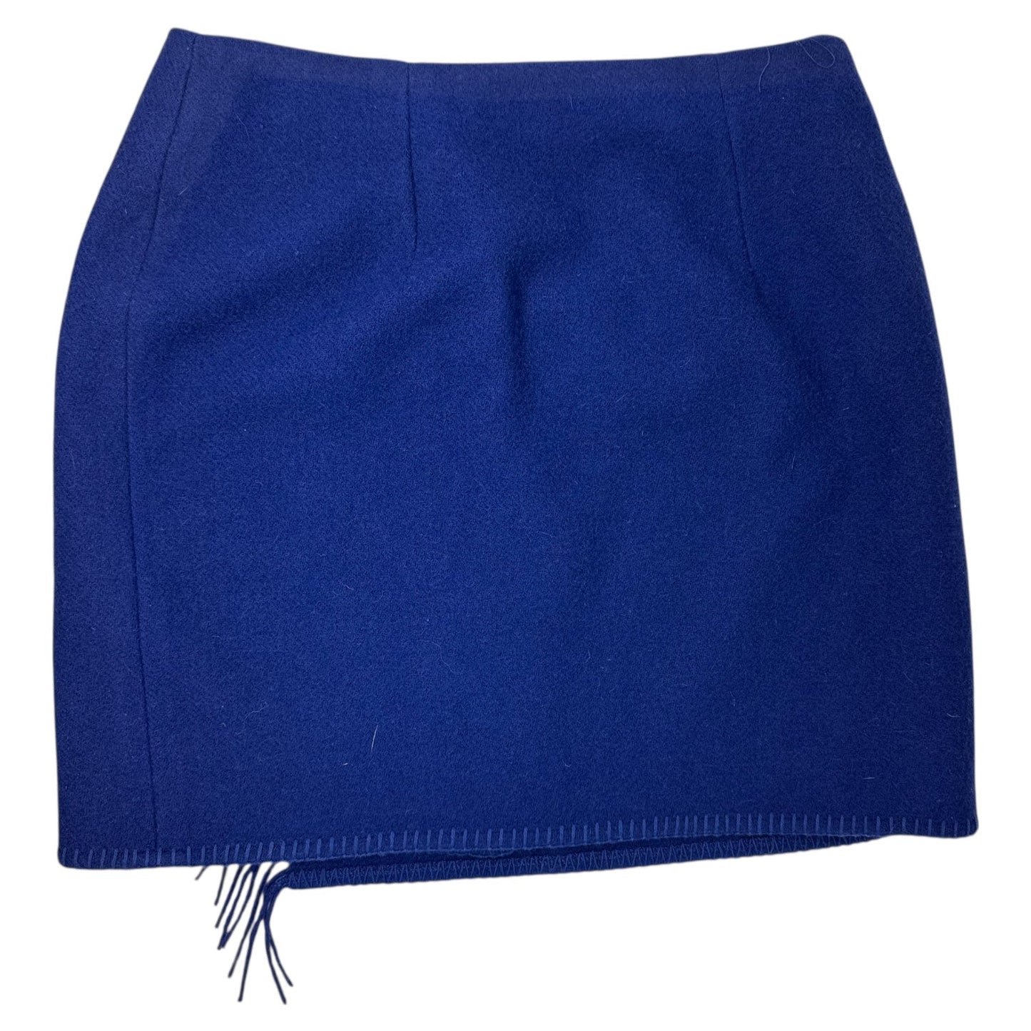 Wool Fringed Wrap Skirt Mini & Short By Ralph Lauren Country In Blue, Size: 12