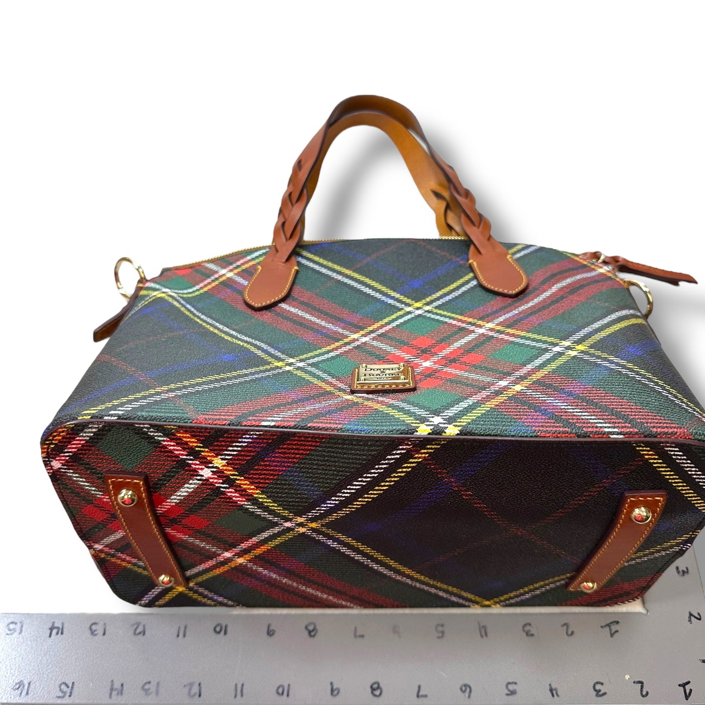 Plaid Handbag Designer By Dooney And Bourke, Size: Large