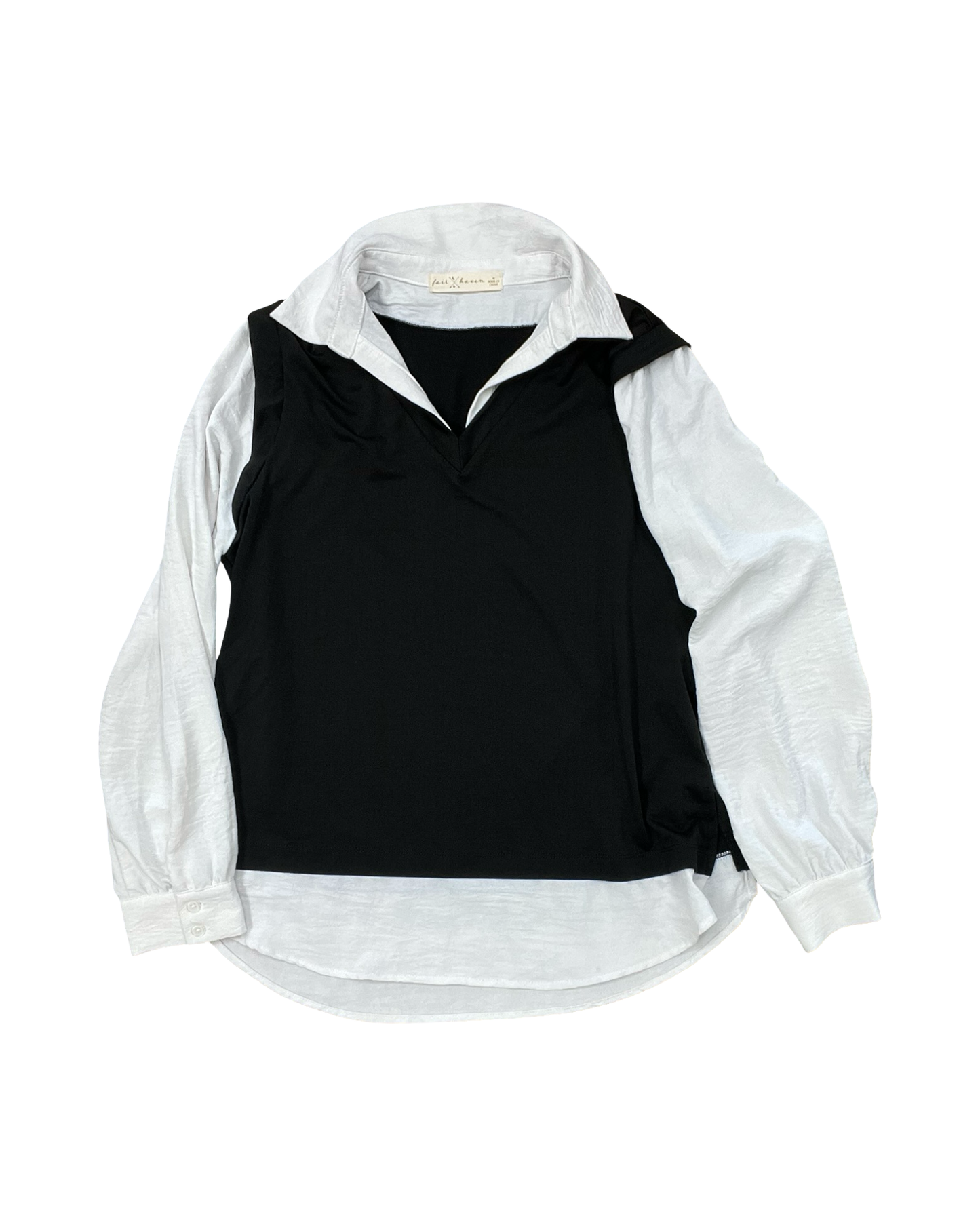 Top Ls By Clothes Mentor In Black & White, Size:M