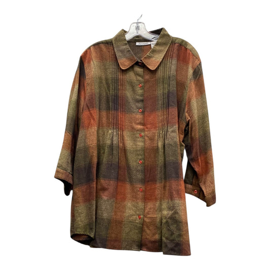 Blouse Ls By Serengeti In Brown, Size:2X