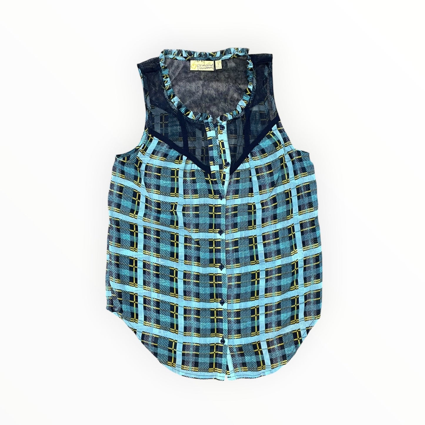 Top Sleeveless Designer By Vera Wang In Blue & Green, Size:S