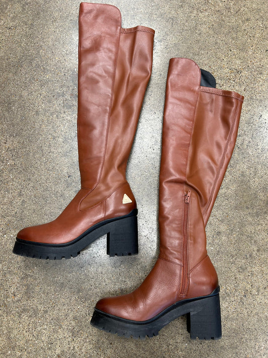 Boots Knee Heels By Gianni Bini In Brown, Size:7