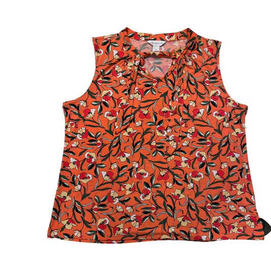 Top Sleeveless By Liz Claiborne In Floral Print, Size:L