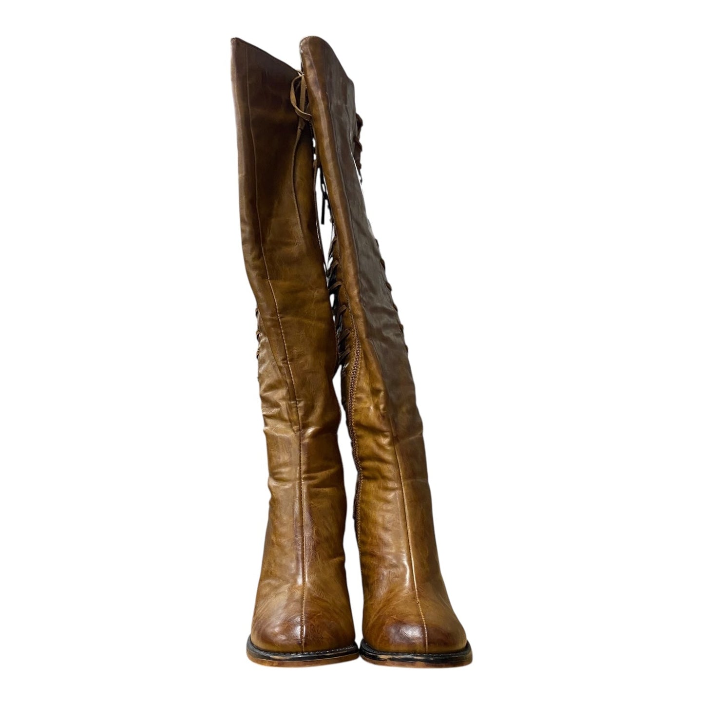 Boots Knee Heels By Venus In Brown, Size:10