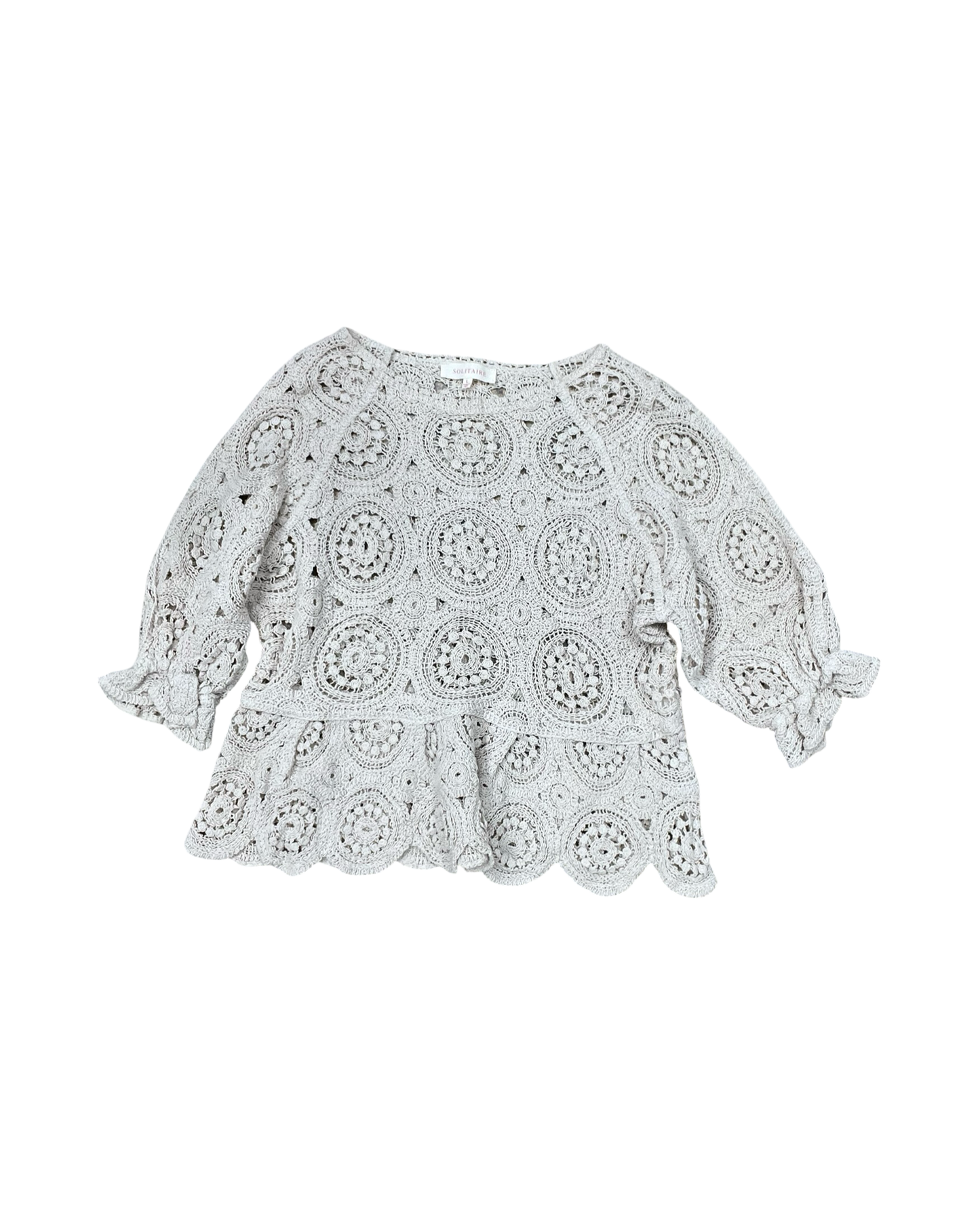 Top 3/4 Sleeve By Solitaire In Cream, Size:L
