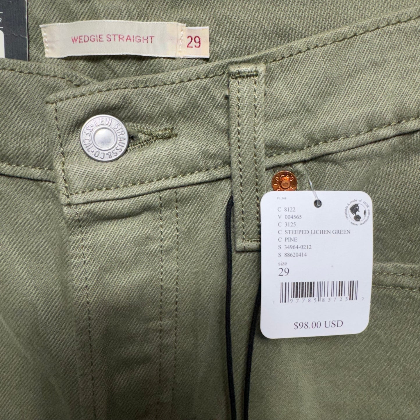 Jeans Wedgie Straight By Levis In Green Denim, Size: 8/29