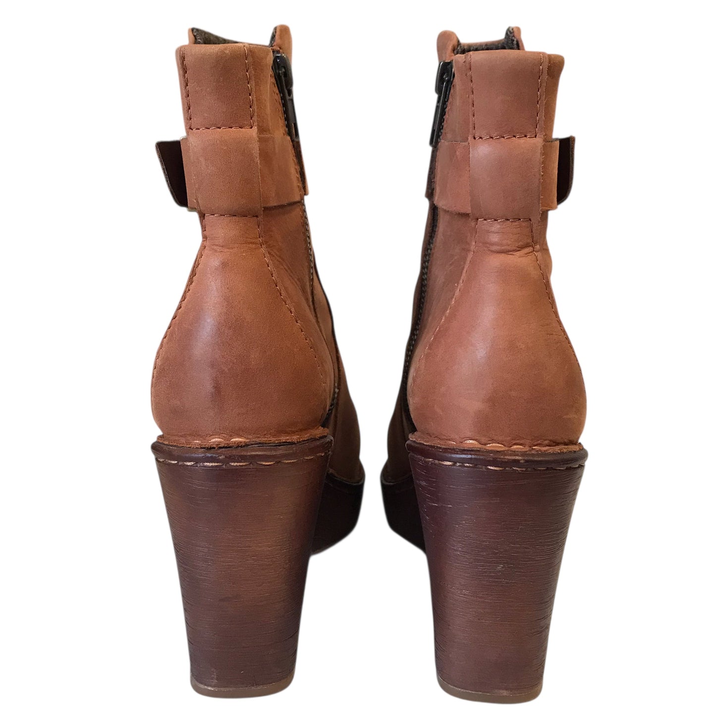 Boots Ankle Heels By Born In Brown, Size:6.5