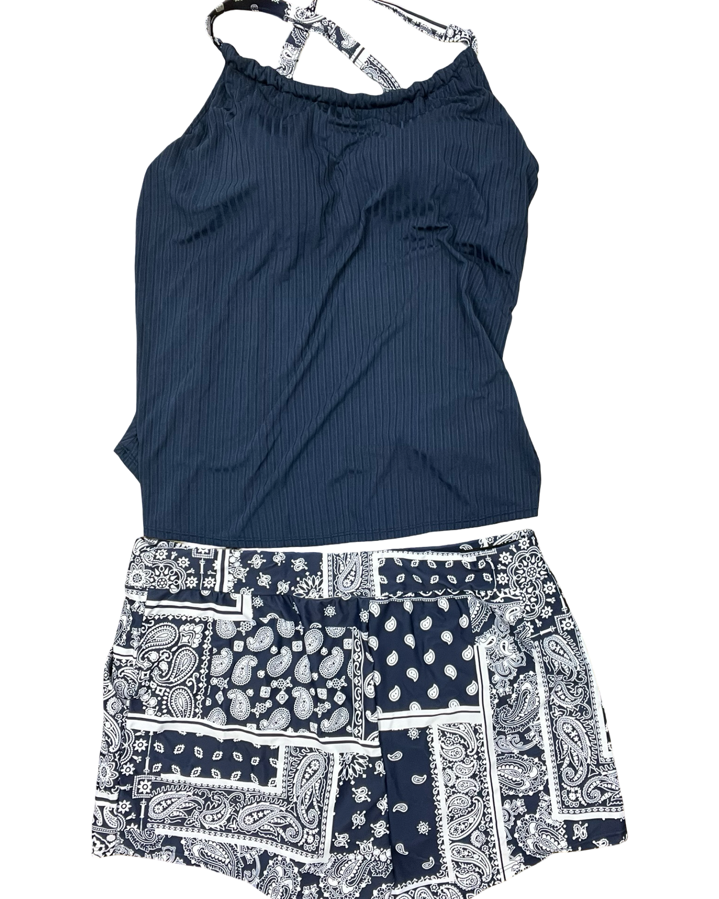 Swimsuit 2Pc By Clothes Mentor In Blue & White, Size:2X