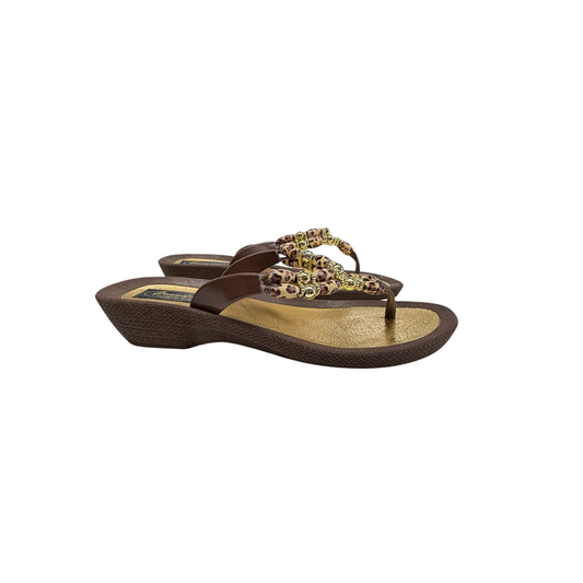 Sandals Flip Flops By Clothes Mentor In Animal Print, Size:7