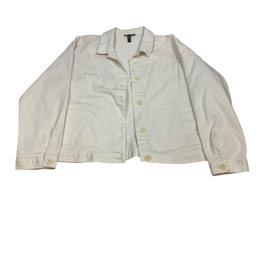 Jacket Denim By Eileen Fisher In White Denim, Size:M