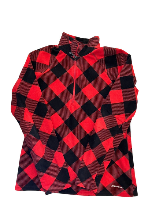 Sweatshirt Collar By Eddie Bauer In Black & Red, Size:M