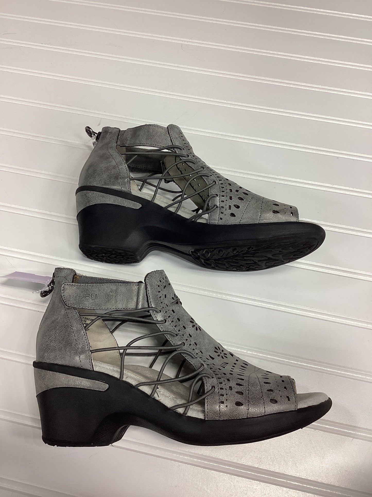 Sandals Heels Wedge By Jbu By Jambu In Grey, Size:7.5