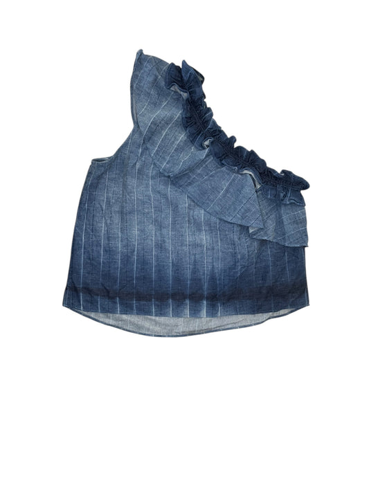 Top Sleeveless By 7 For All Mankind In Blue Denim, Size:L