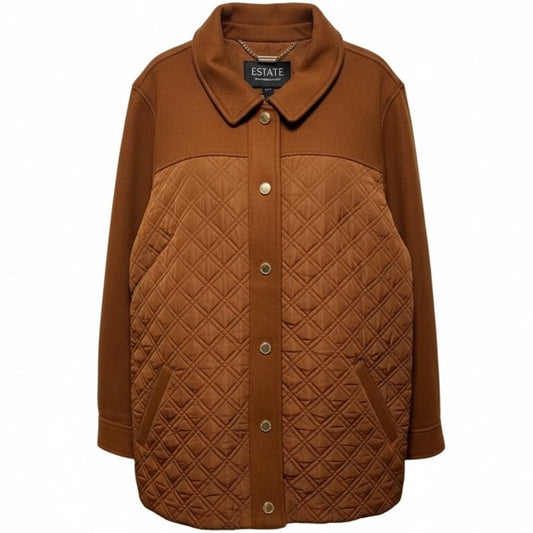 Estate Mixed Media Quilted Jacket w/ Lining By Isaac Mizrahi Live! QVC In Brown, Size: XL