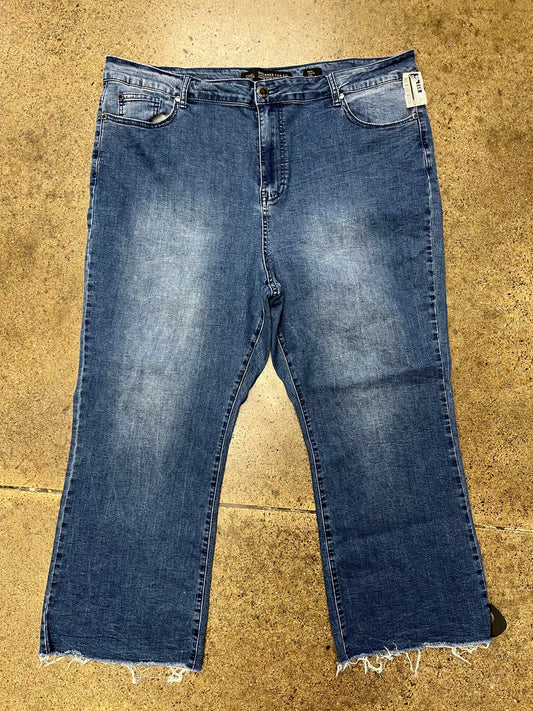 Jeans Cropped By Chic In Blue Denim, Size:22