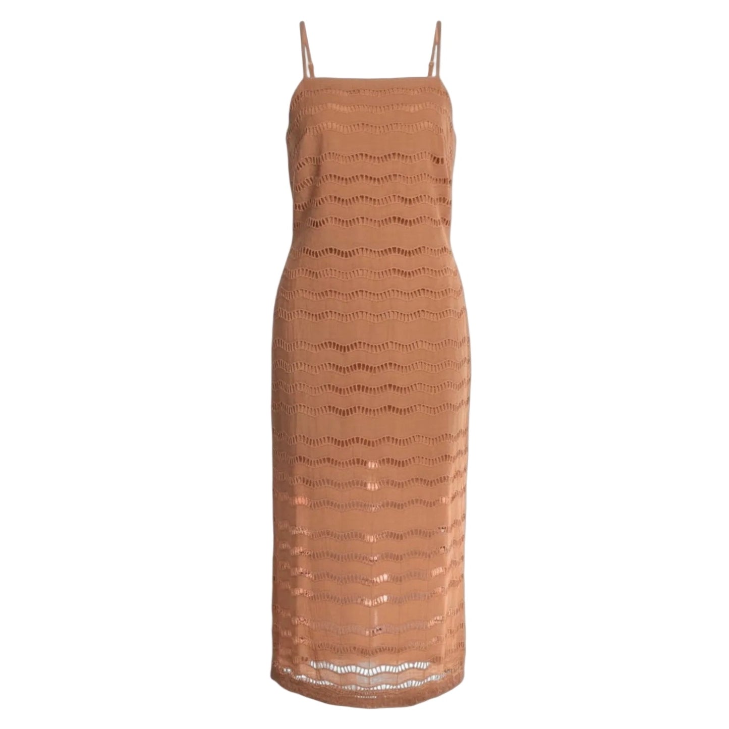Square Neck Eyelet Midi Dress By Walter Baker In Tan, Size: 8