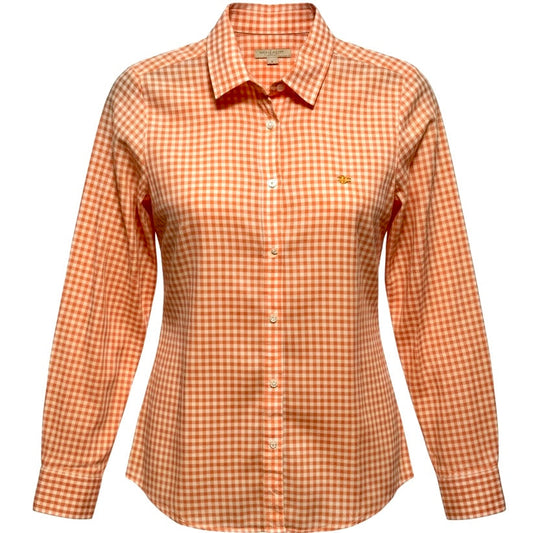 Button Down Shirt Luxury Designer By Burberry Brit In Gingham Pattern, Size: L