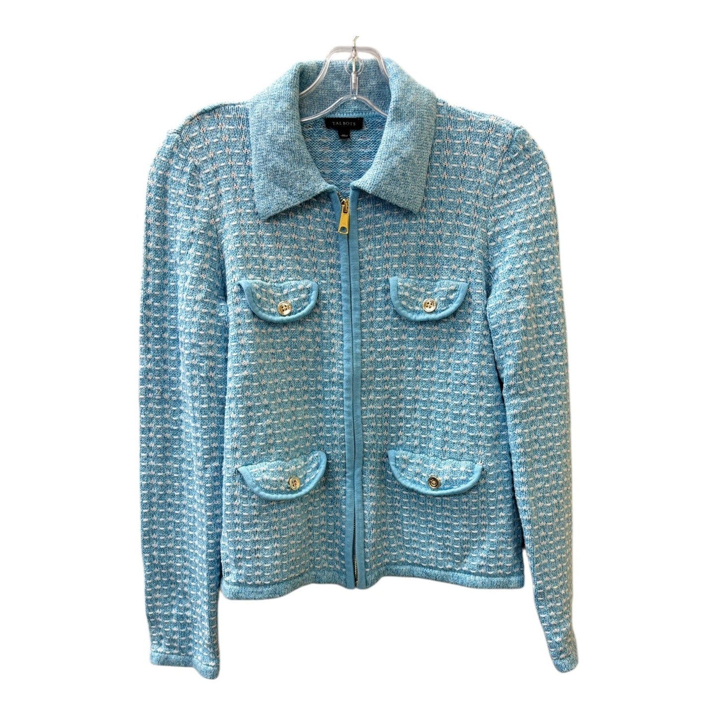 Sweater Cardigan By Talbots In Aqua, Size:Xs