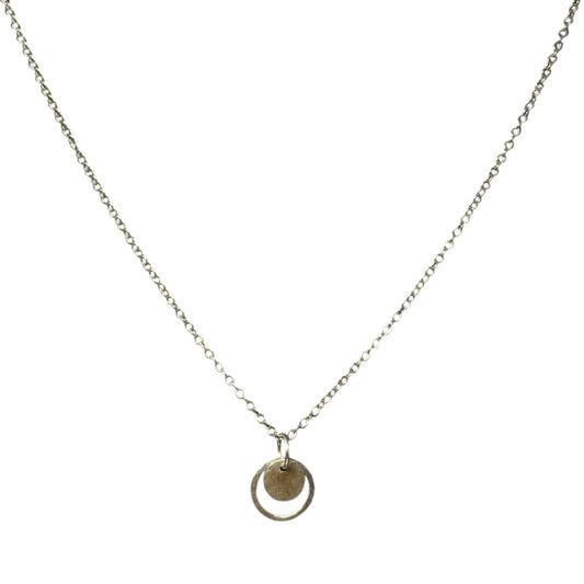 Sterling Silver Hammered Double Circle Pendant Necklace Chain By Clothes Mentor