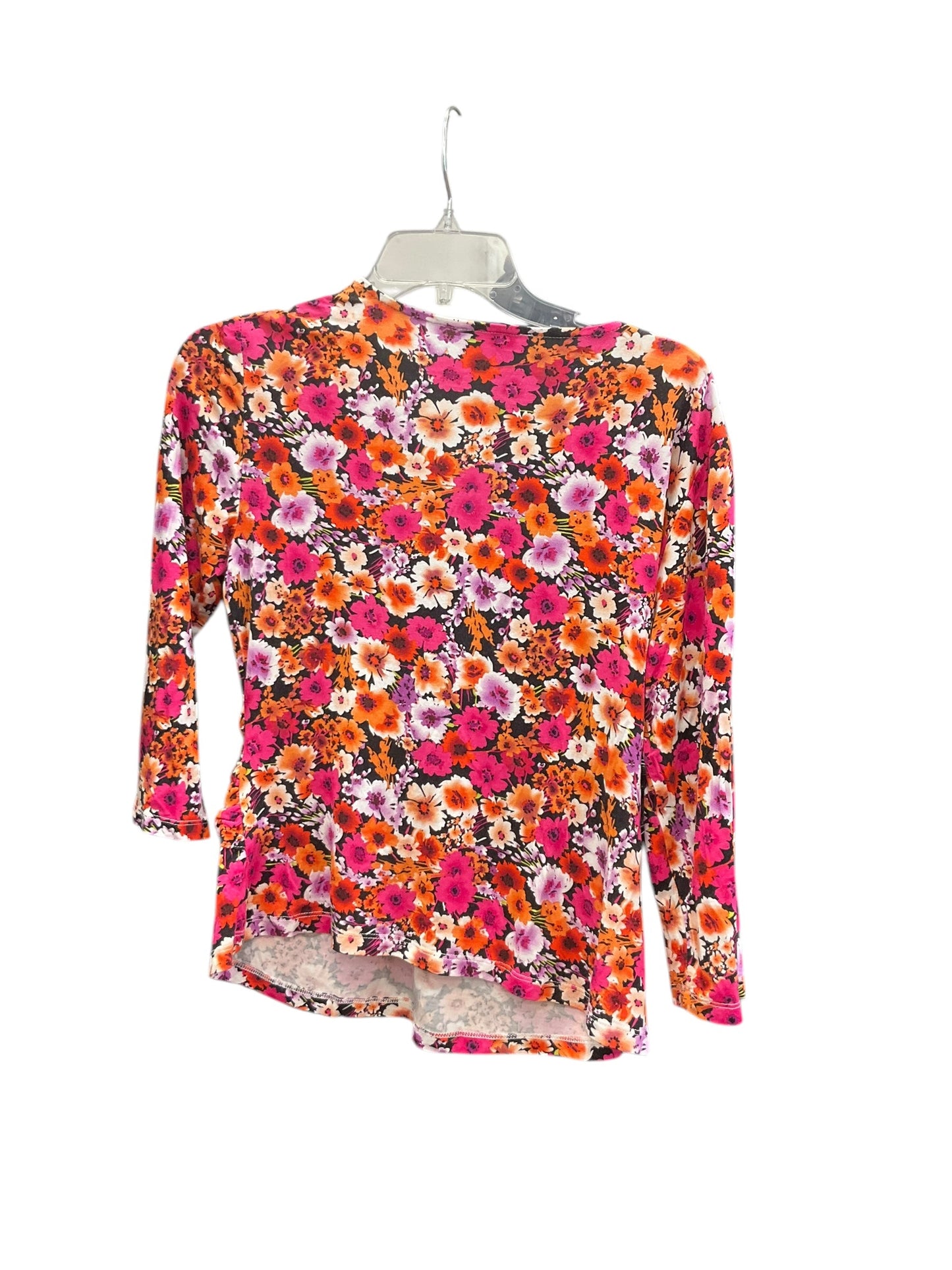 Top 3/4 Sleeve By Cable And Gauge In Floral Print, Size:Lp