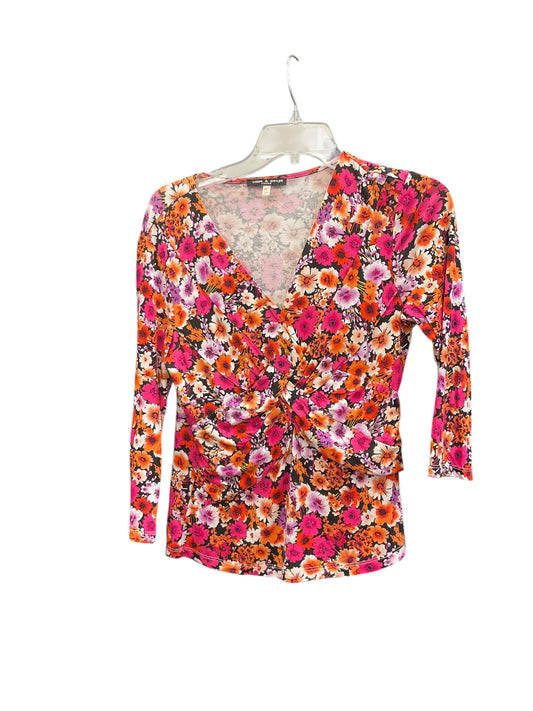 Top 3/4 Sleeve By Cable And Gauge In Floral Print, Size:Lp
