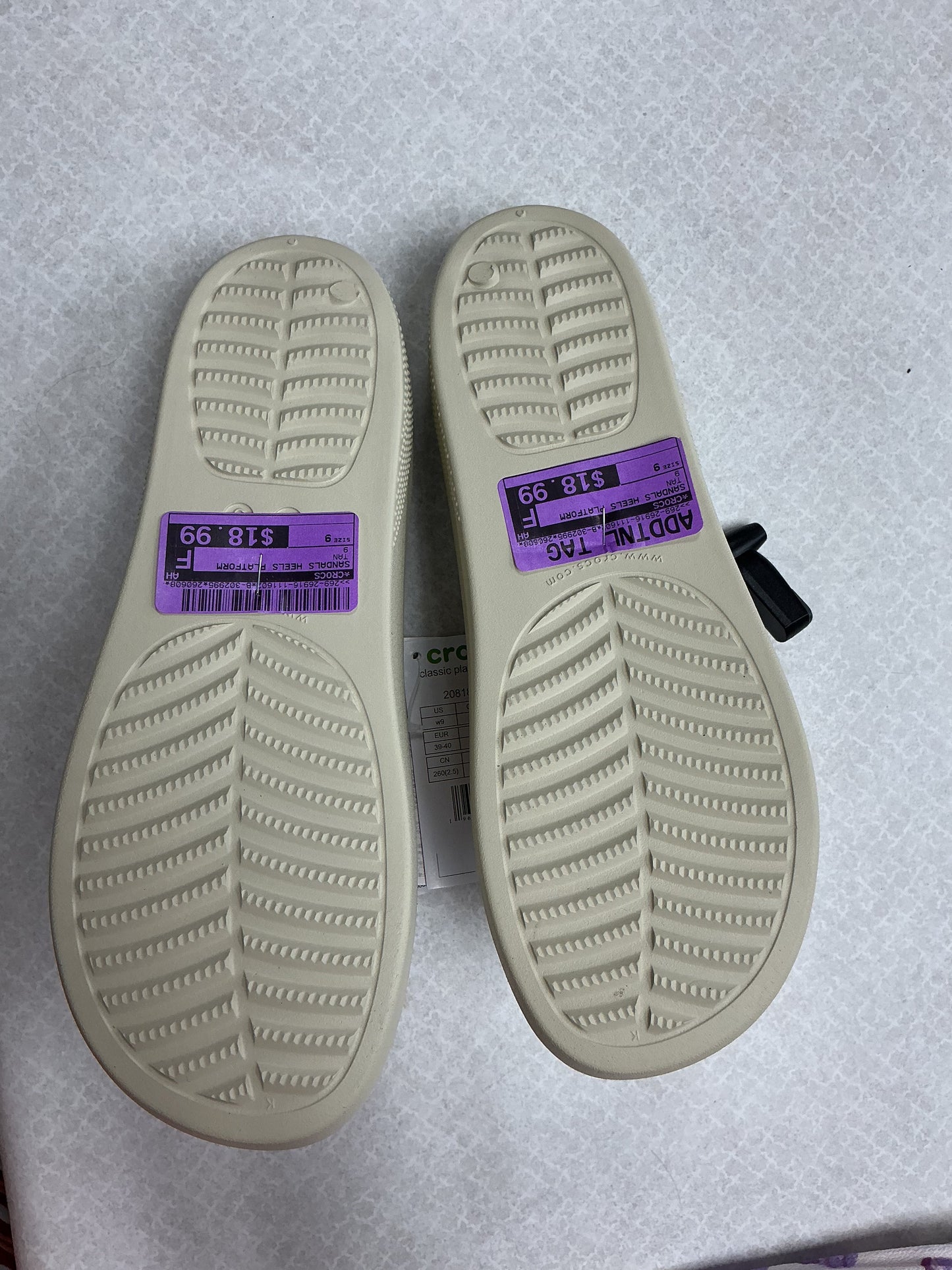 Sandals Heels Platform By Crocs In Tan, Size:9