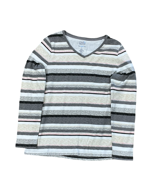 Top Ls By Croft And Barrow In Grey & White, Size:S