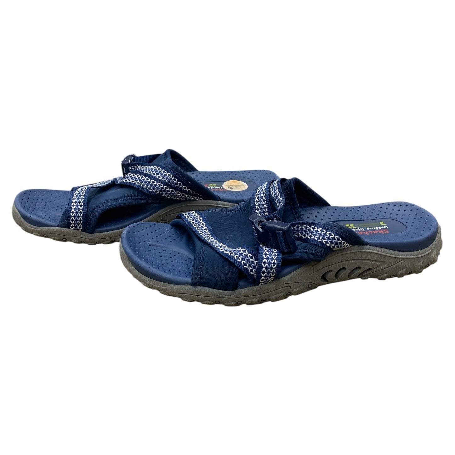 Sandals Flats By Skechers In Blue & White, Size:7