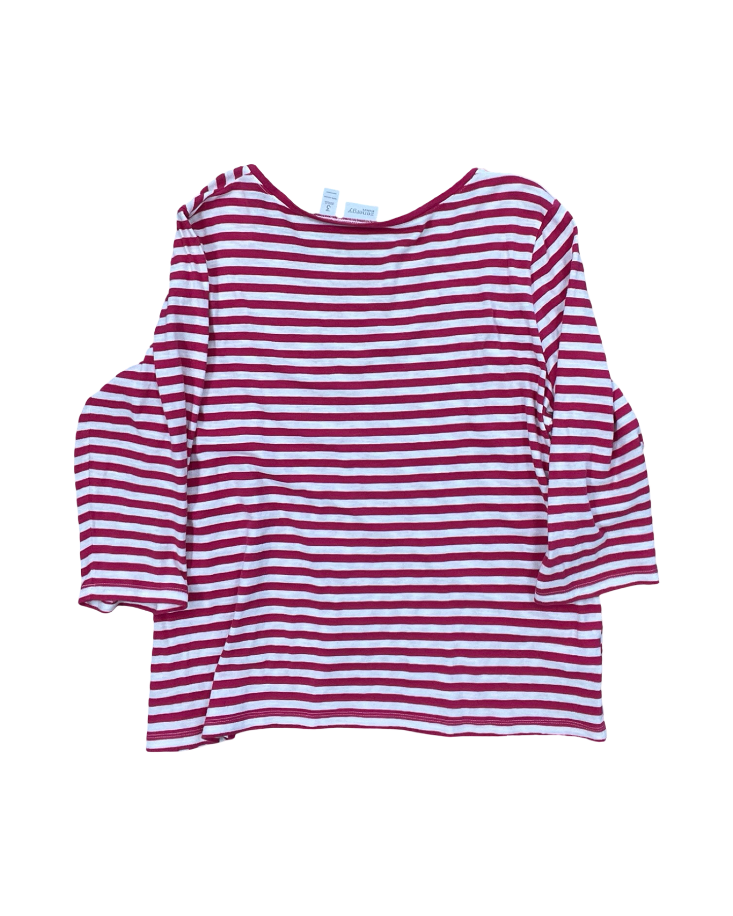 Top 3/4 Sleeve By Zenergy By Chicos In Pink & White, Size:Xl