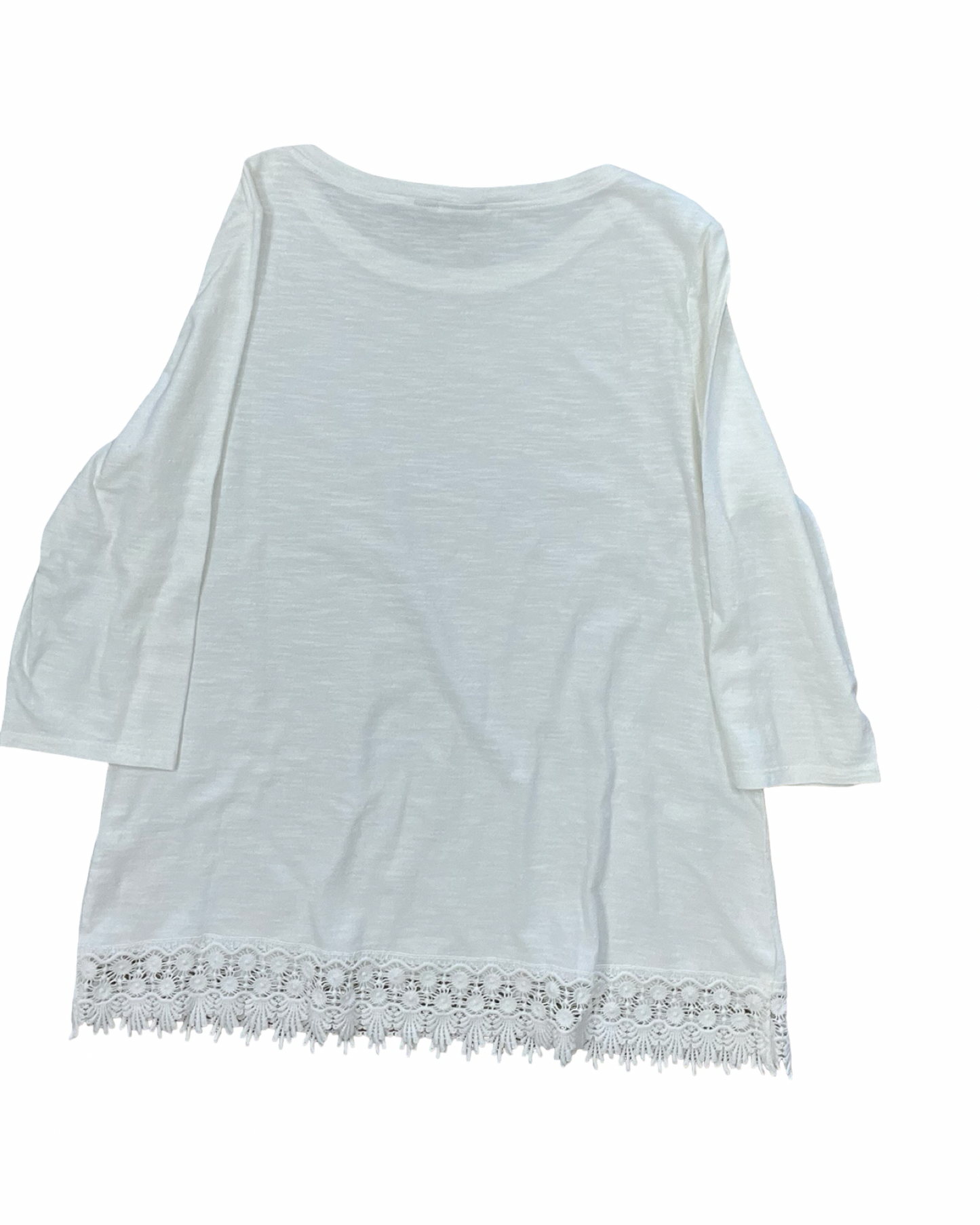 Top 3/4 Sleeve By Chicos In White, Size:L
