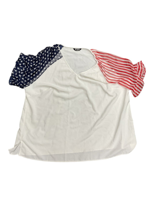 Top Ss By Bloomchic In Blue Red & White, Size:3X