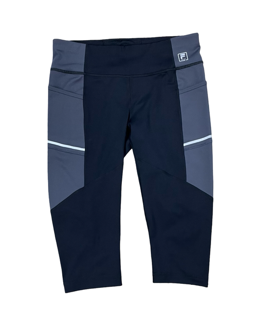 Athletic Leggings Capris By Fila In Black & Grey, Size:M